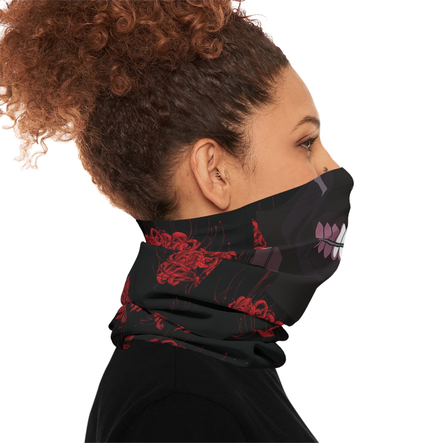 Kaneki Mask Neck Gaiter — Ghoul Smile & Red Spider Lily Design