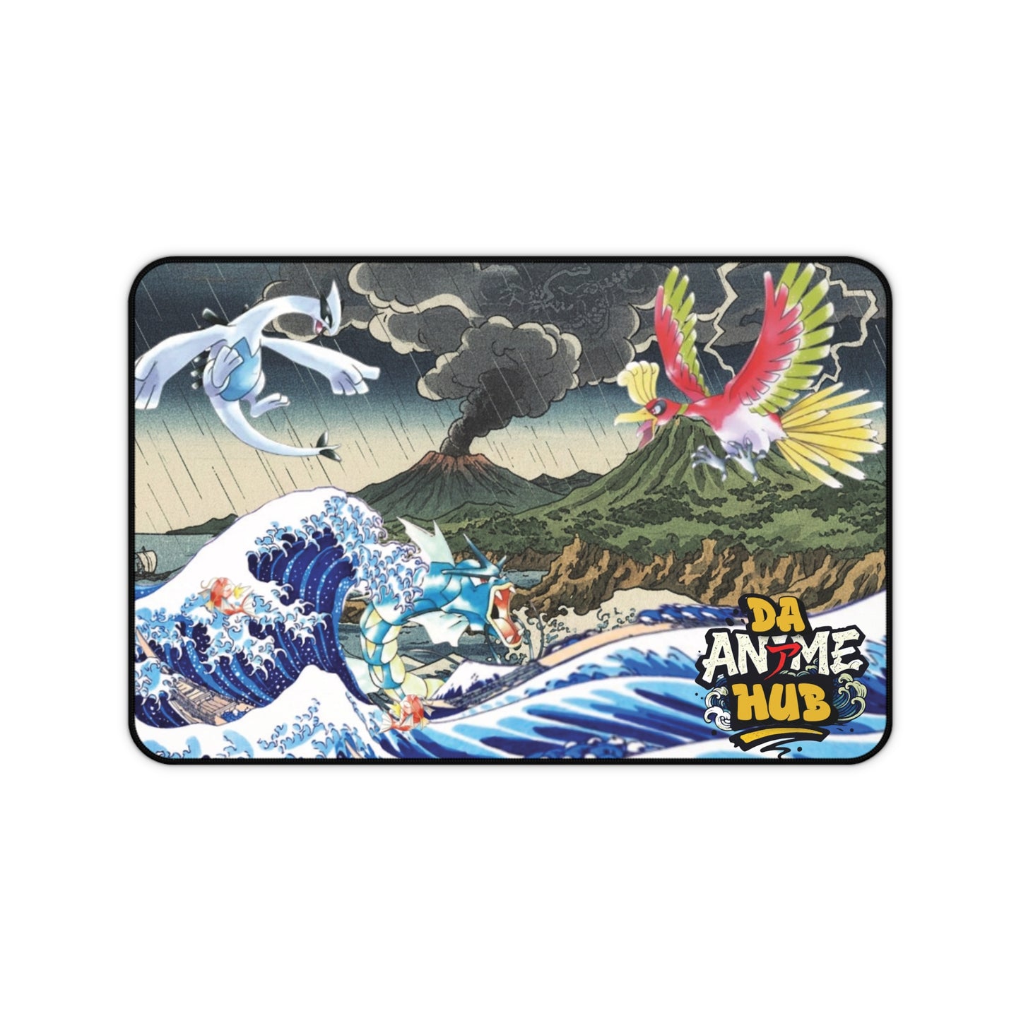 Legendary Birds Desk Mat — Great Wave Battling Deities Anime Design