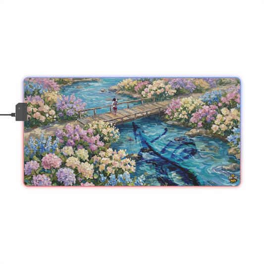 LED Mouse Pad —  Memories Of The Water Spirit , Chihiro & Haku Water Spirit Floral Garden