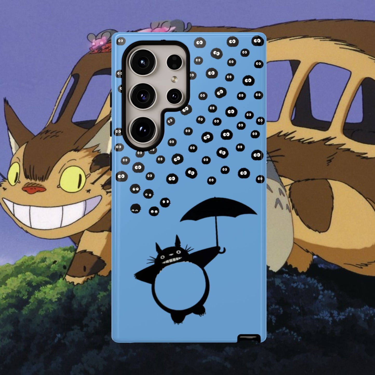 Totoro Umbrella Phone Case – Studio Ghibli-Inspired Totoro Soot Sprite Design