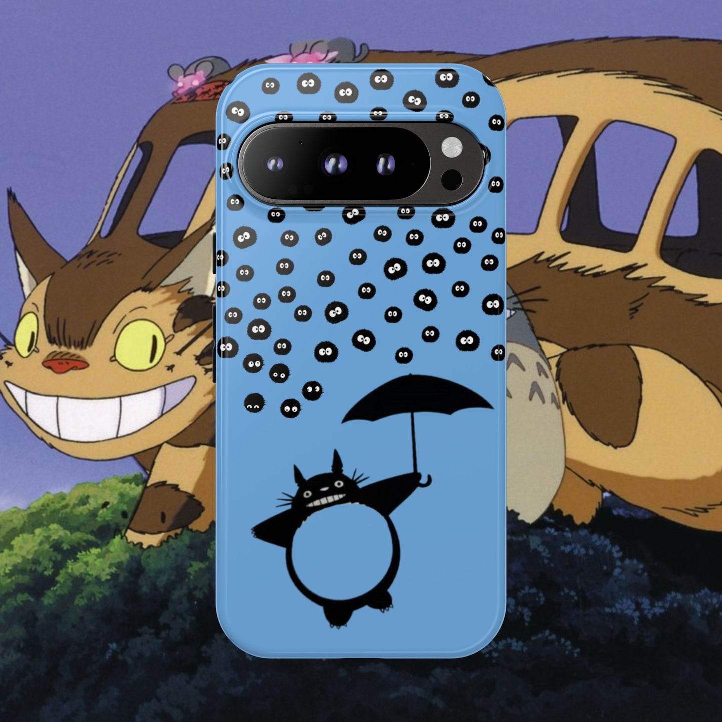 Totoro Umbrella Phone Case – Studio Ghibli-Inspired Totoro Soot Sprite Design