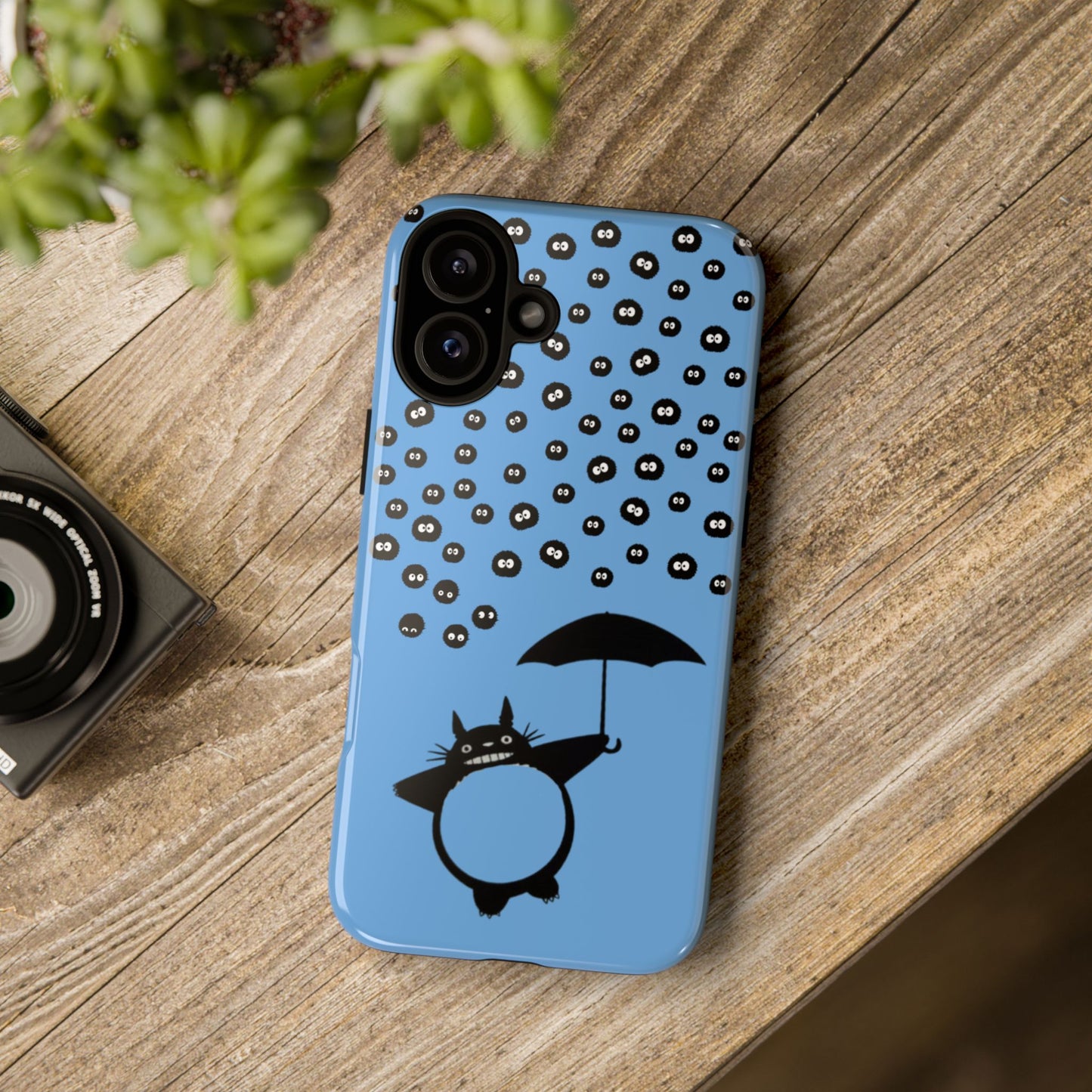 Totoro Umbrella Phone Case – Studio Ghibli-Inspired Totoro Soot Sprite Design
