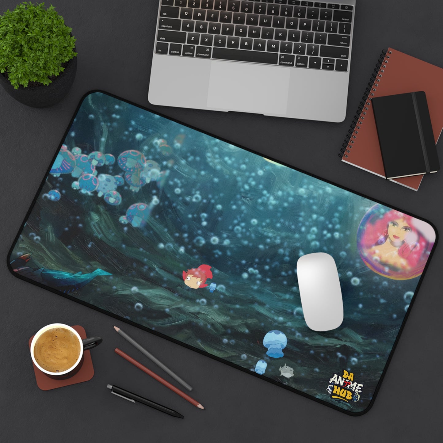 Ponyo-Inspired Deep Sea Exploration Desk Mat — Cute Studio Ghibli Style