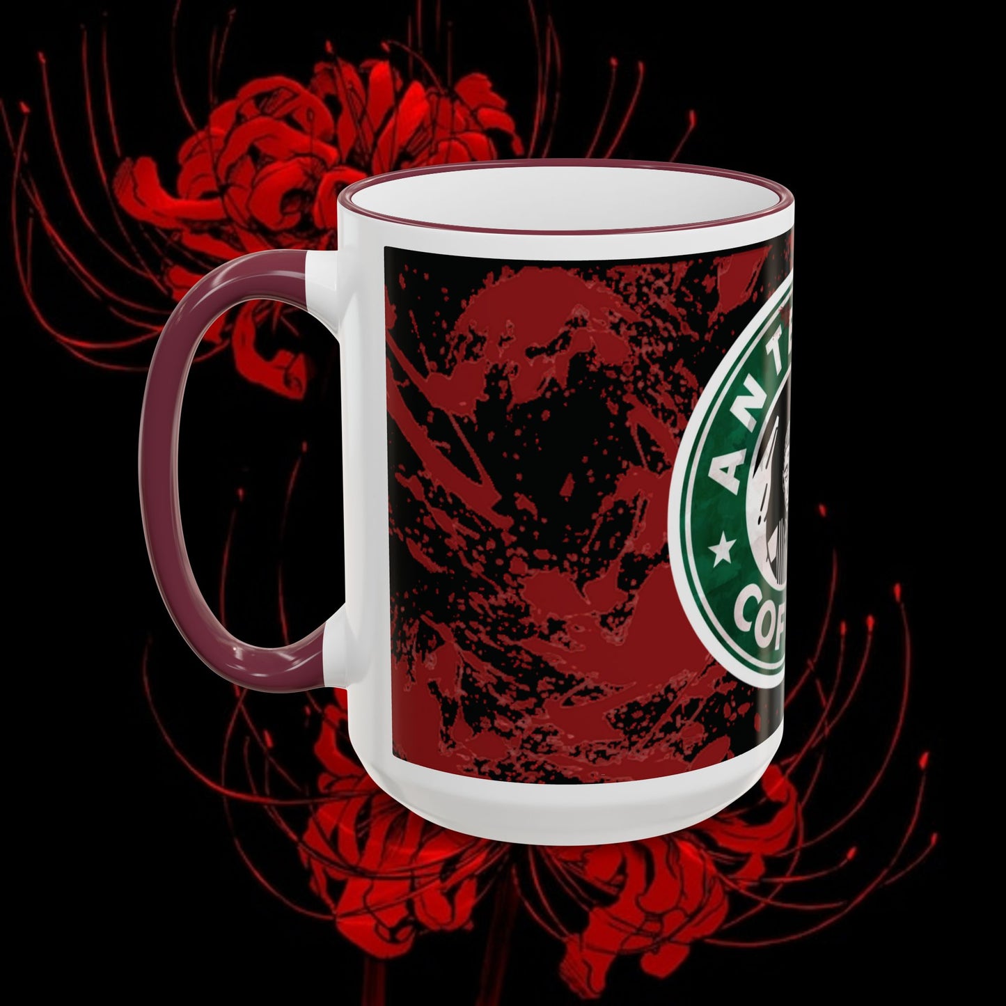 Tokyo Ghoul Inspired Accent Rim & Handle Mug — Anime Coffee Cup (11oz/15oz)