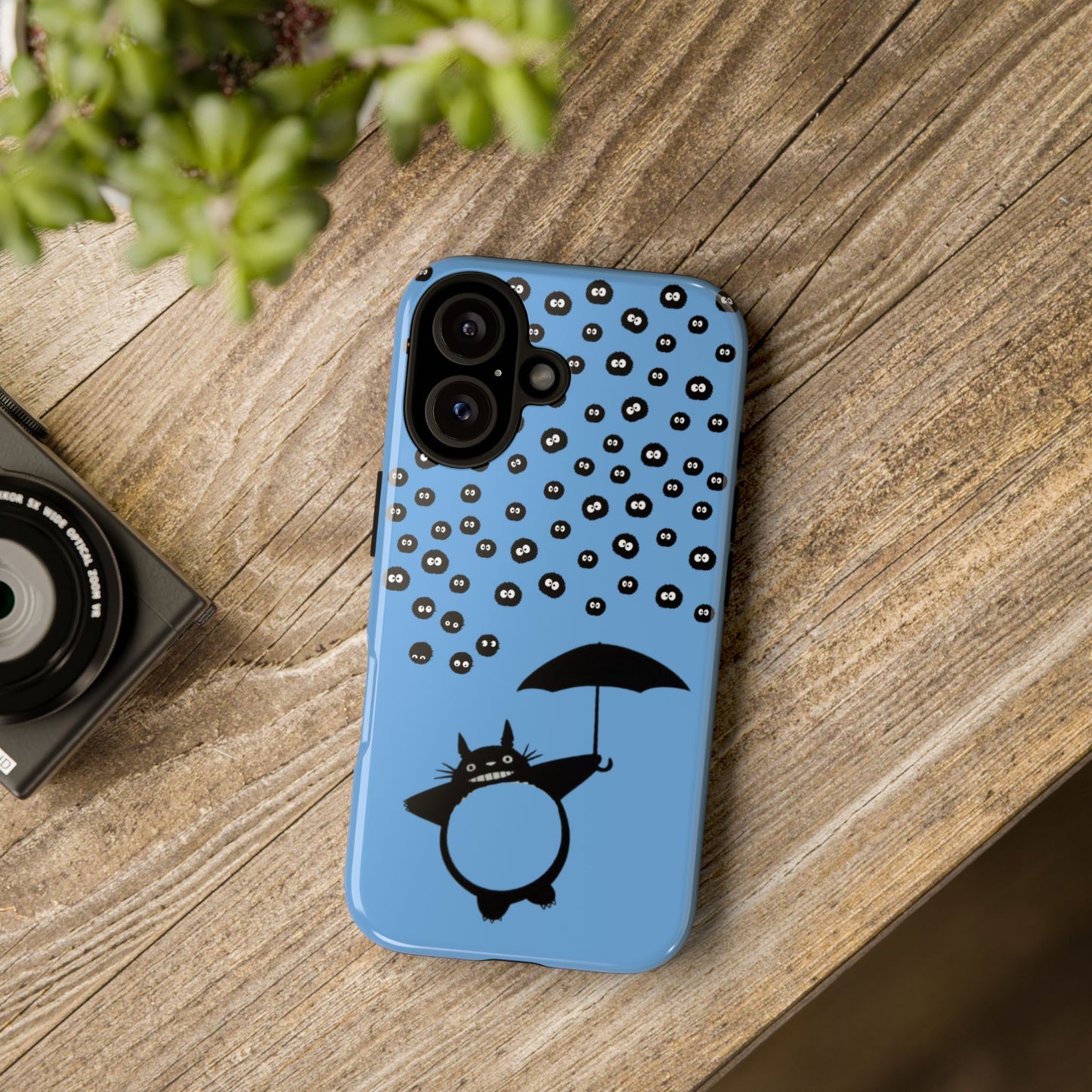 Totoro Umbrella Phone Case – Studio Ghibli-Inspired Totoro Soot Sprite Design