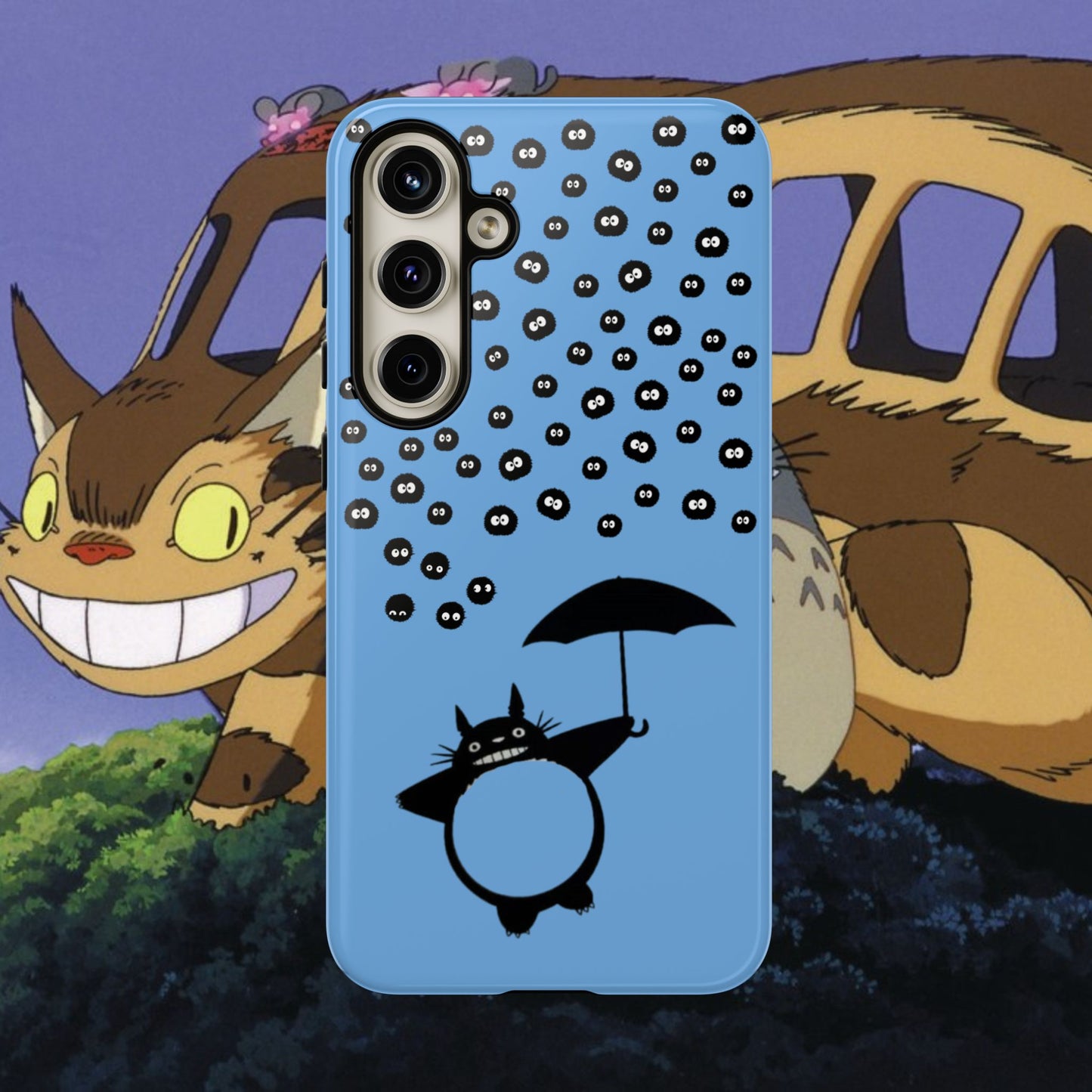 Totoro Umbrella Phone Case – Studio Ghibli-Inspired Totoro Soot Sprite Design