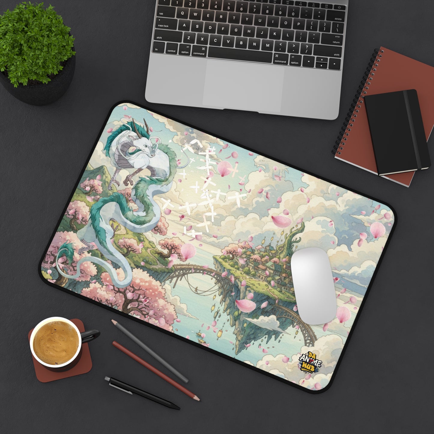 Spirited Away Haku Cherry Blossom Desk Mat — Tranquil Anime Desk Pad