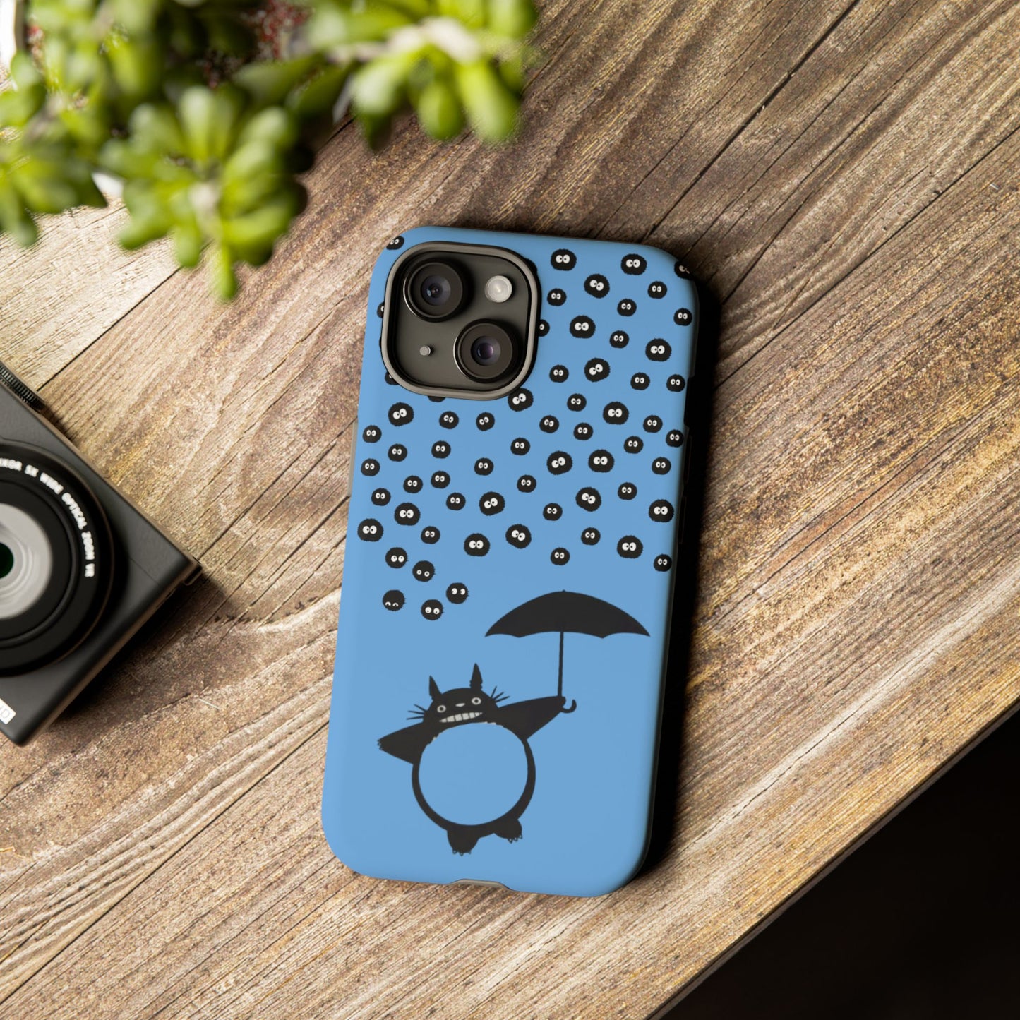 Totoro Umbrella Phone Case – Studio Ghibli-Inspired Totoro Soot Sprite Design