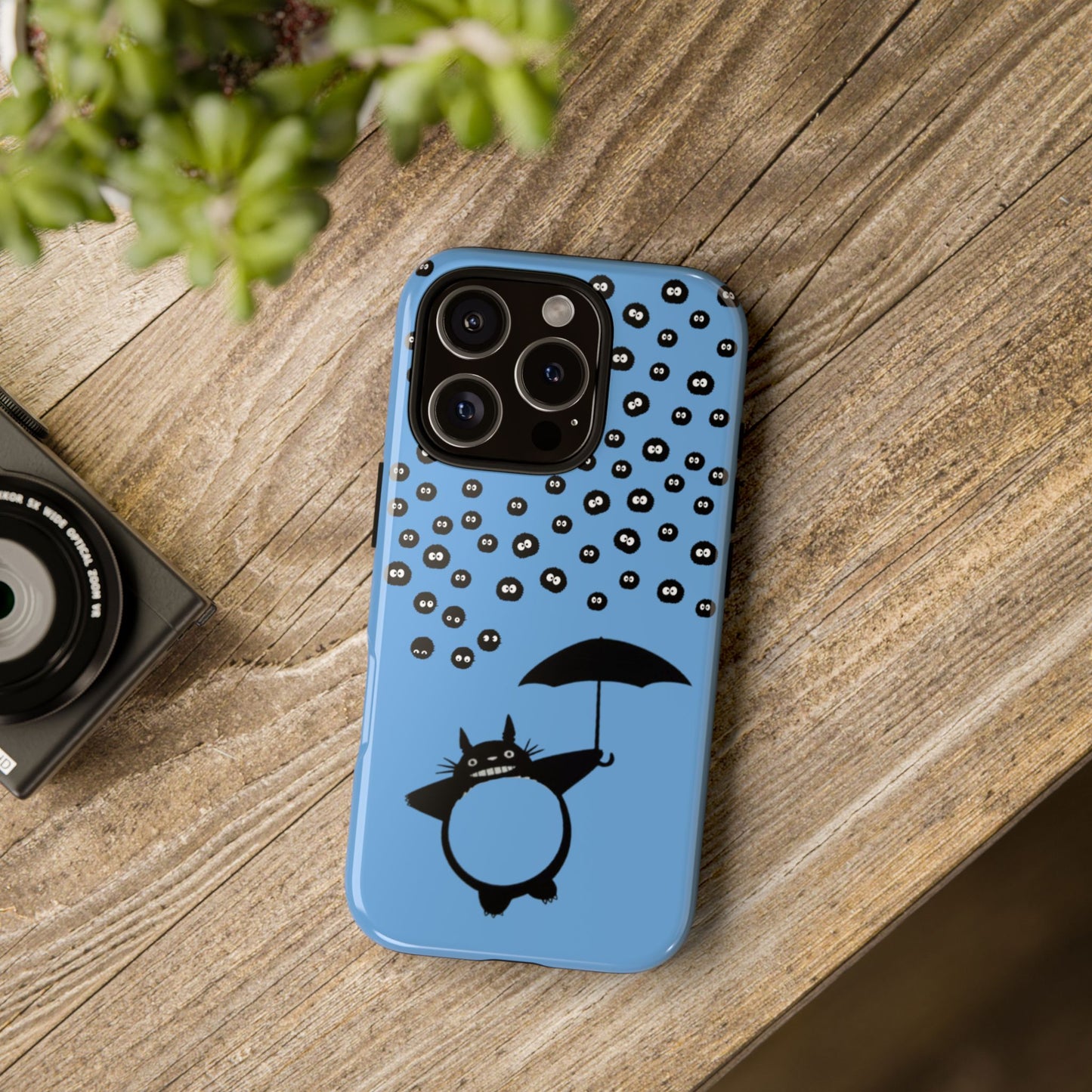 Totoro Umbrella Phone Case – Studio Ghibli-Inspired Totoro Soot Sprite Design