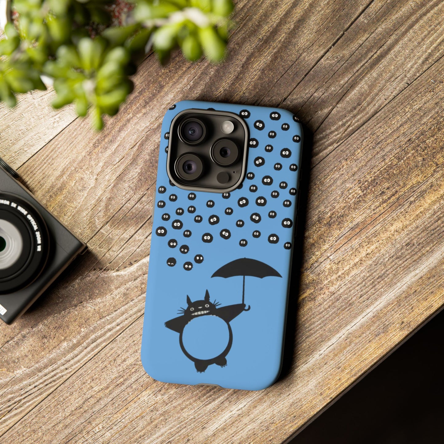 Totoro Umbrella Phone Case – Studio Ghibli-Inspired Totoro Soot Sprite Design