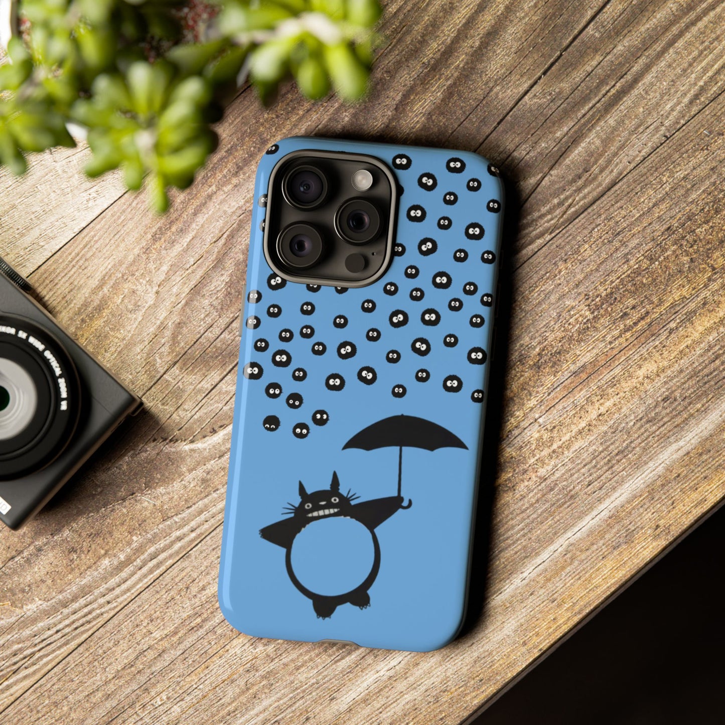 Totoro Umbrella Phone Case – Studio Ghibli-Inspired Totoro Soot Sprite Design