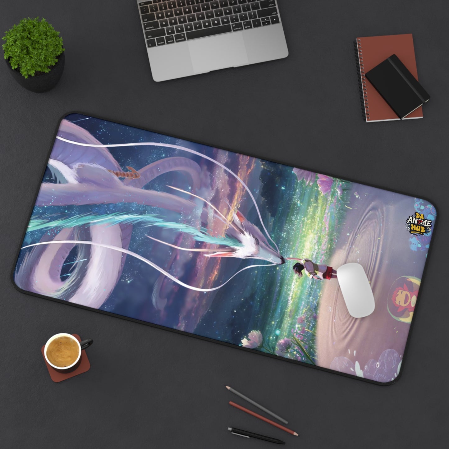 Ghibli-Inspired Desk Mat — Dreamy Haku & Chihiro Artwork