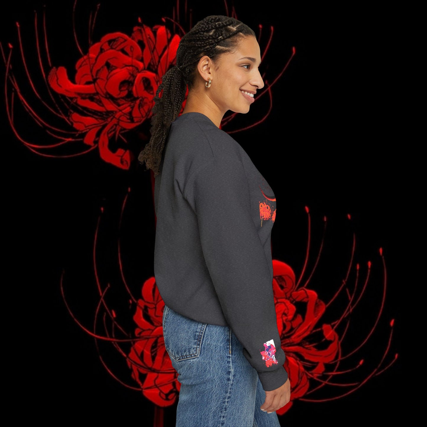 Tokyo Ghoul-Inspired Spider Lily Sweatshirt — Rize & Touka Anime Crewneck
