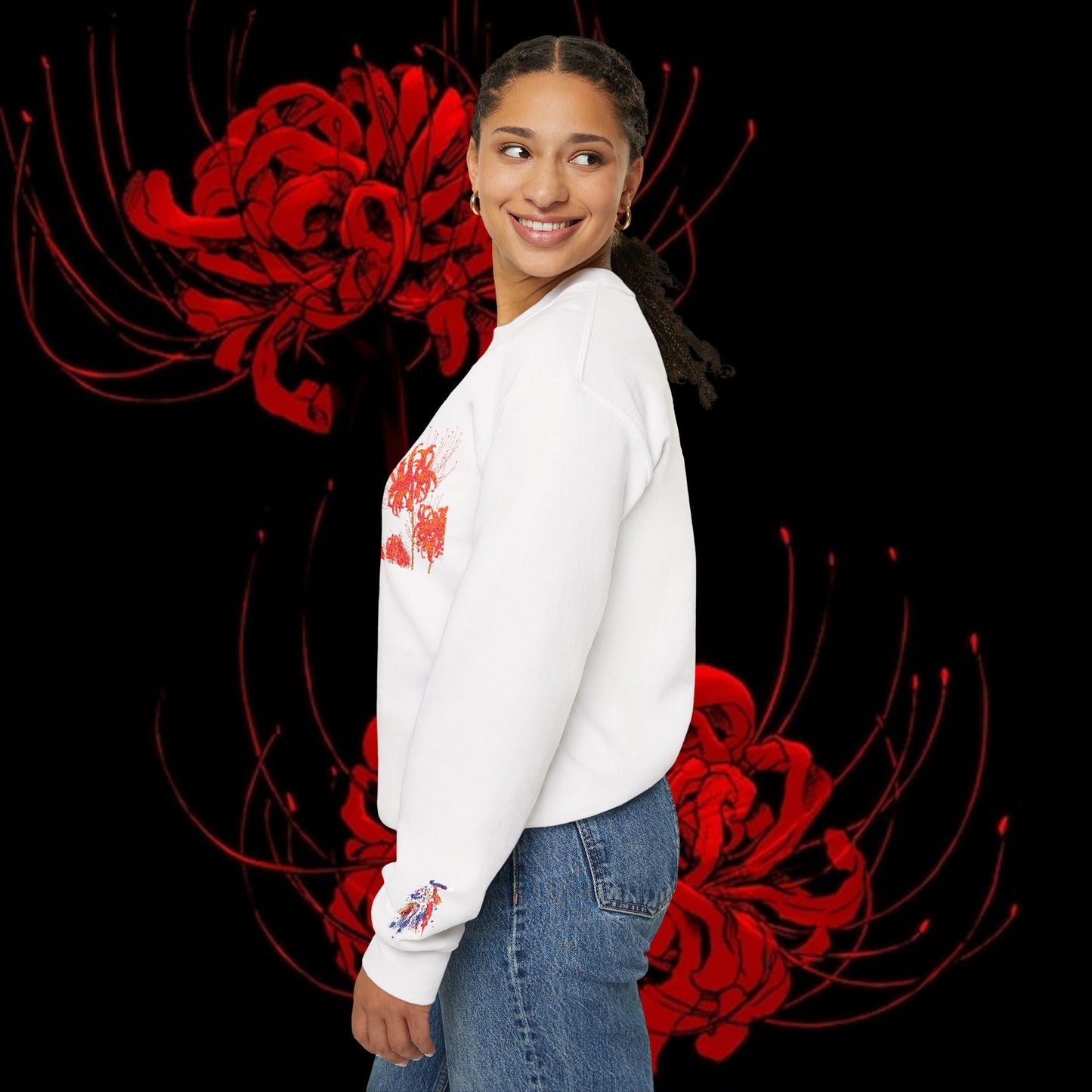 Tokyo Ghoul-Inspired Spider Lily Sweatshirt — Rize & Touka Anime Crewneck