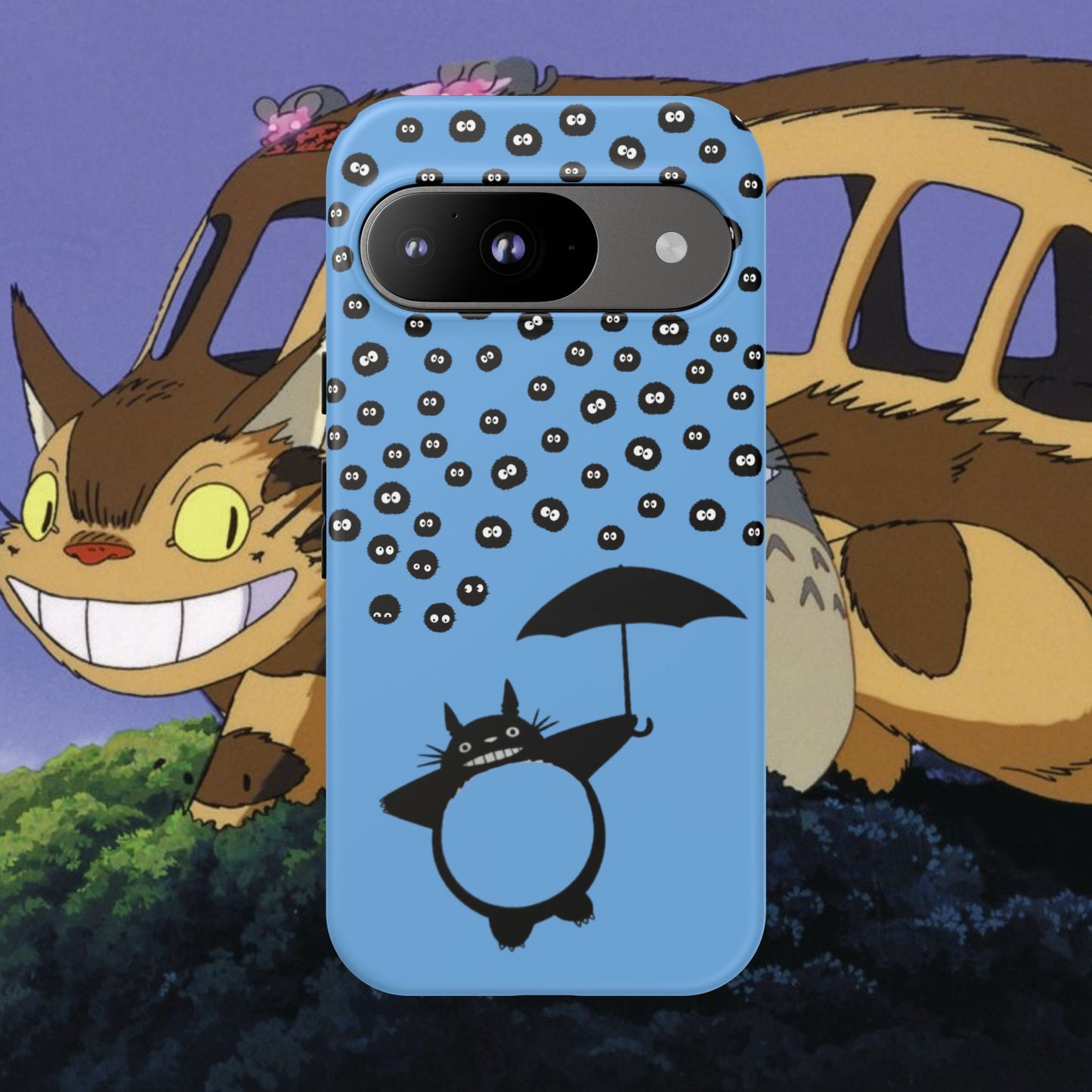 Totoro Umbrella Phone Case – Studio Ghibli-Inspired Totoro Soot Sprite Design