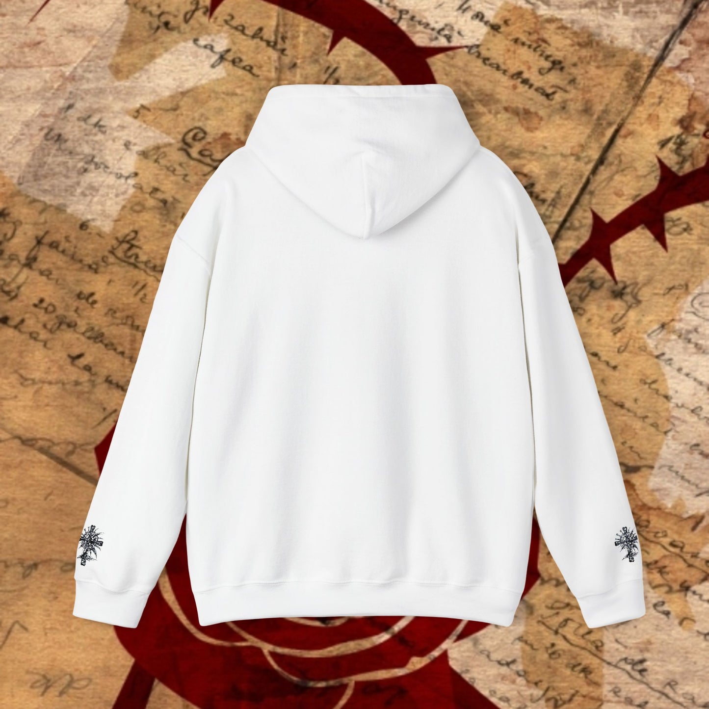 Trinity Blood Gothic Cross Hoodie — Roses & Dark Vampire Aesthetic
