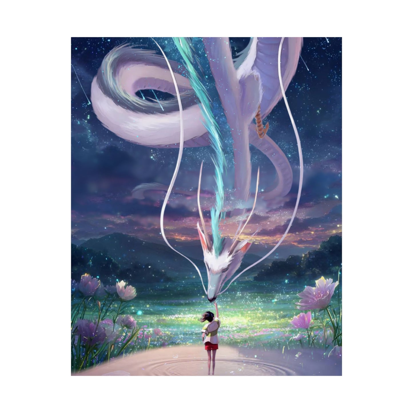 Matte Vertical Poster — Water Spirit Dragon Encounter Wall Art