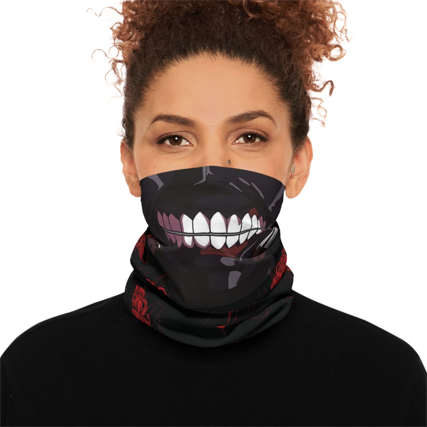 Kaneki Mask Neck Gaiter — Ghoul Smile & Red Spider Lily Design