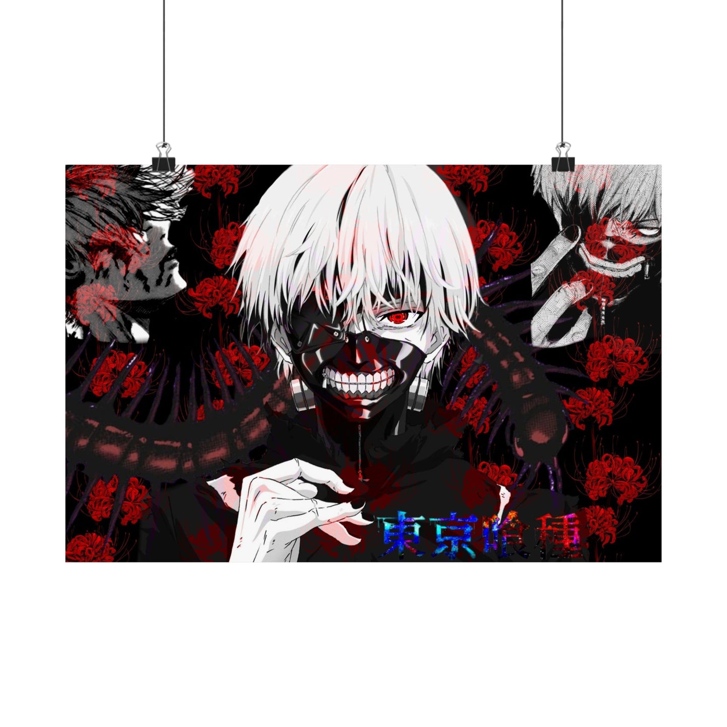 Tokyo Ghoul Kaneki Mask Matte Horizontal Poster — Dark Anime Wall Art