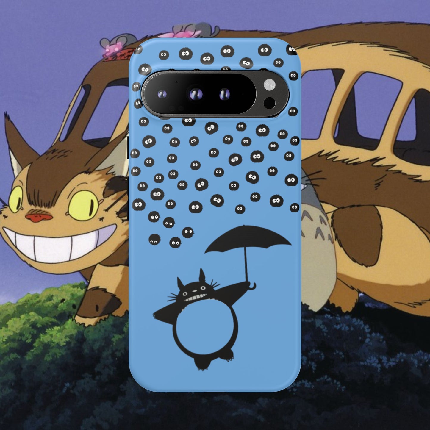 Totoro Umbrella Phone Case – Studio Ghibli-Inspired Totoro Soot Sprite Design